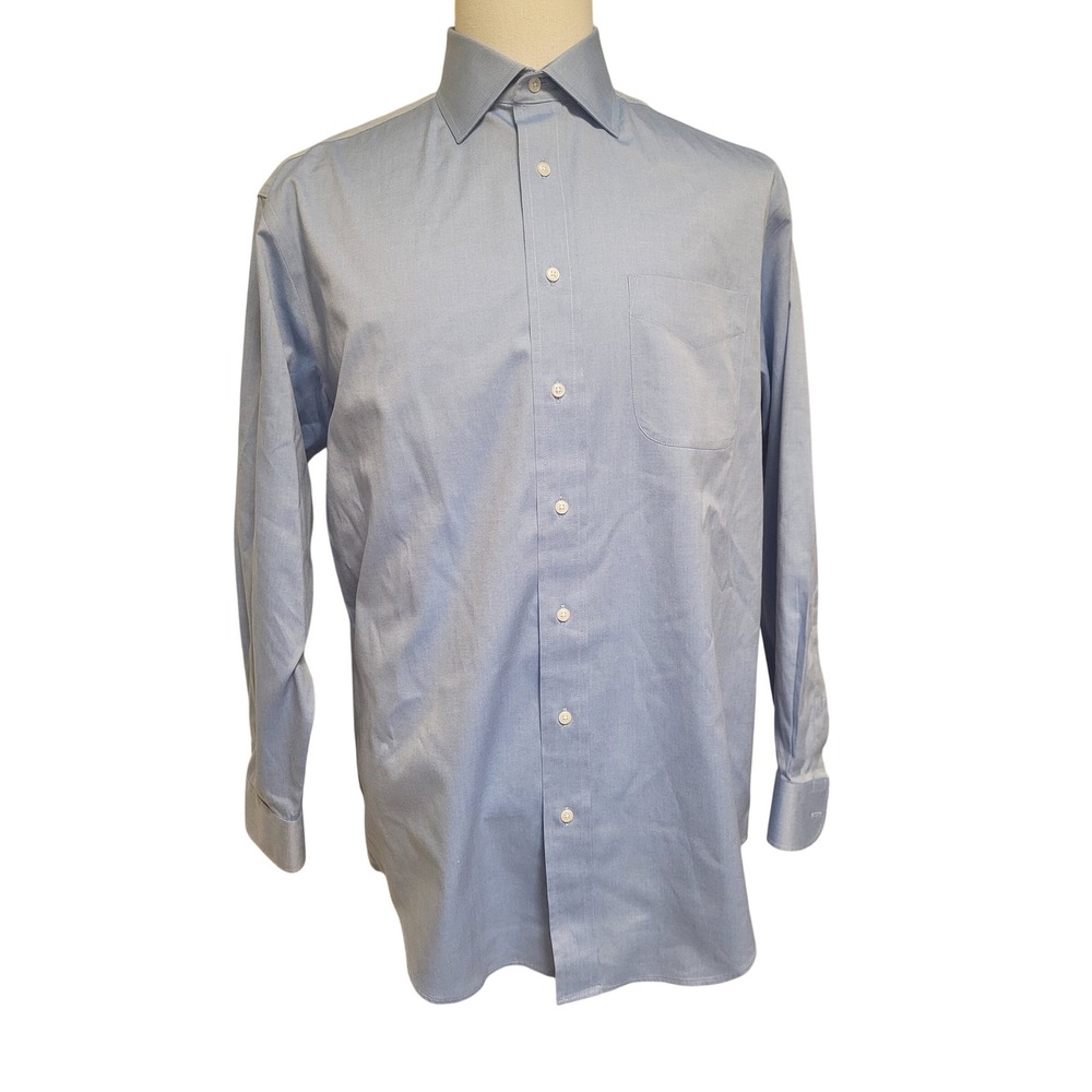 JOS A BANK TRAVELER Blue Traditional Fit Dress Shirt Men‎ 16 34 Sleeve  Pristine